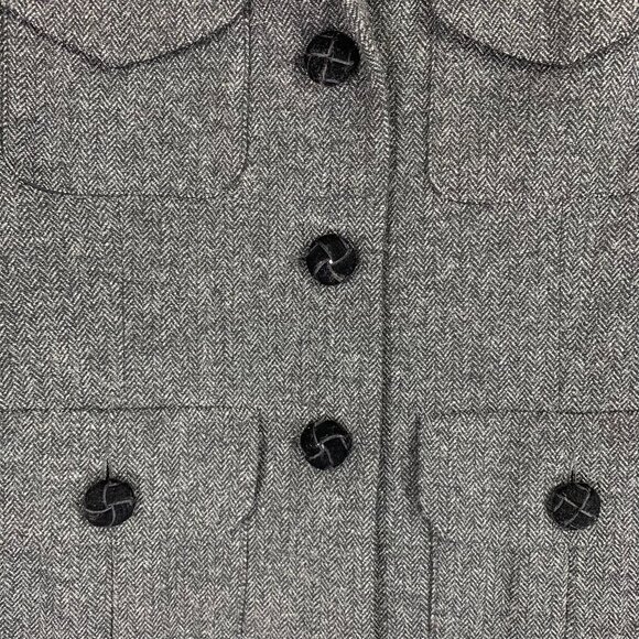 Tristan & Iseut blazer jacket wool blend- rayon grey tweed size small - Picture 3 of 15